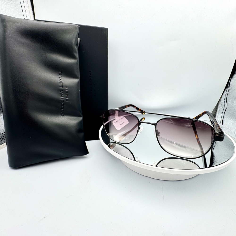 Carolina Lemke Aviator Sunglasses Tortoise Gradient Lens CL33032 59/19/145 NEW
